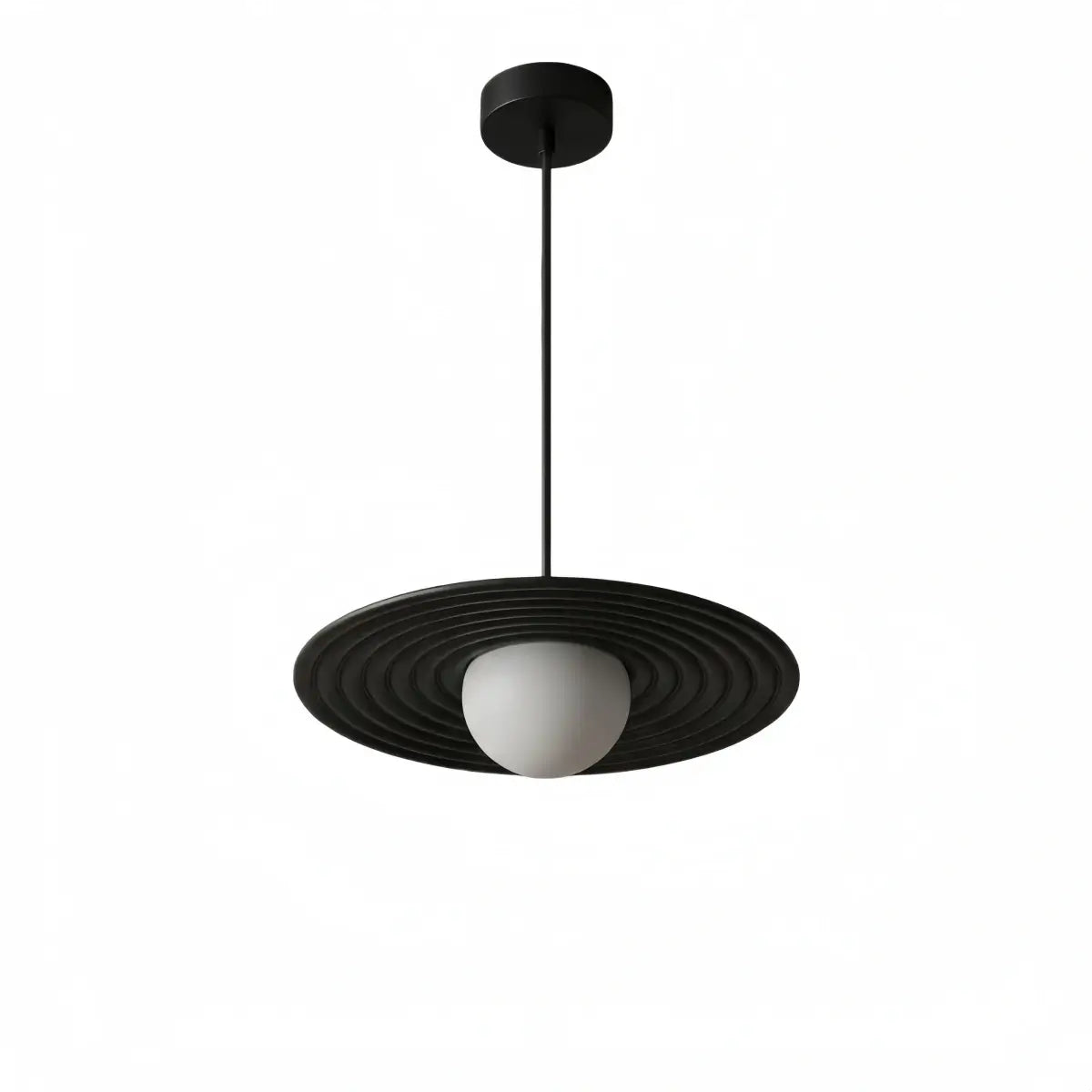 Modern Black/White Pendant Light – Metal Saucer Design for Living Room - Flindria