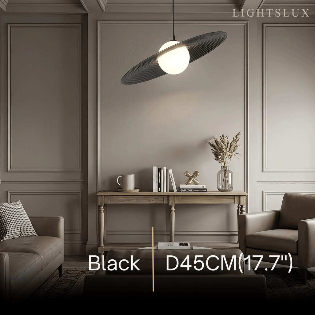 Modern Black/White Pendant Light – Metal Saucer Design for Living Room - Flindria