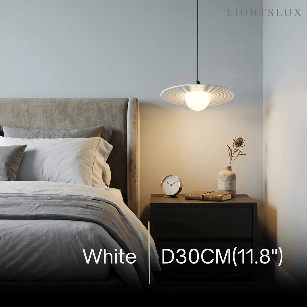 Modern Black/White Pendant Light – Metal Saucer Design for Living Room - Flindria