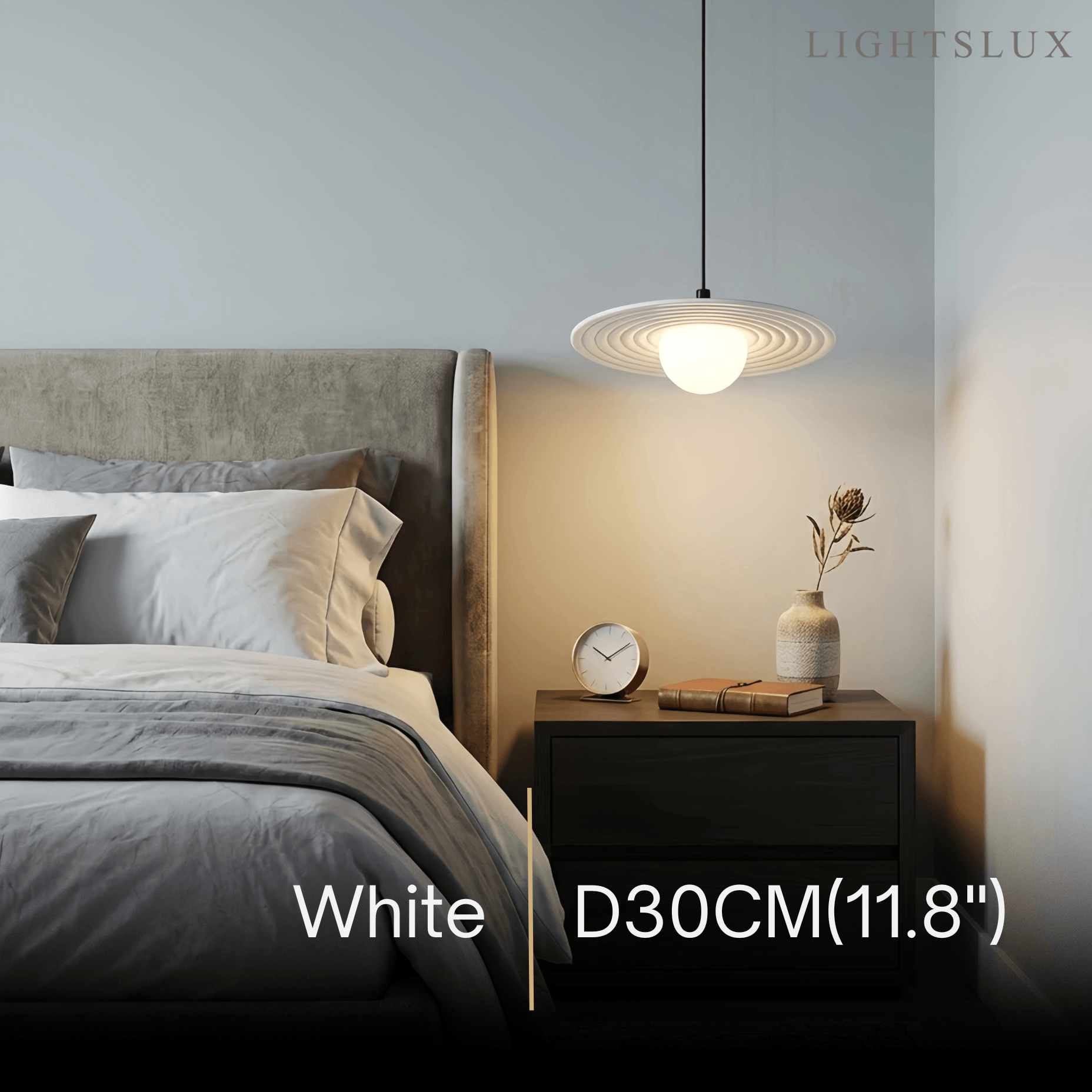 Modern Black/White Pendant Light – Metal Saucer Design for Living Room - Flindria