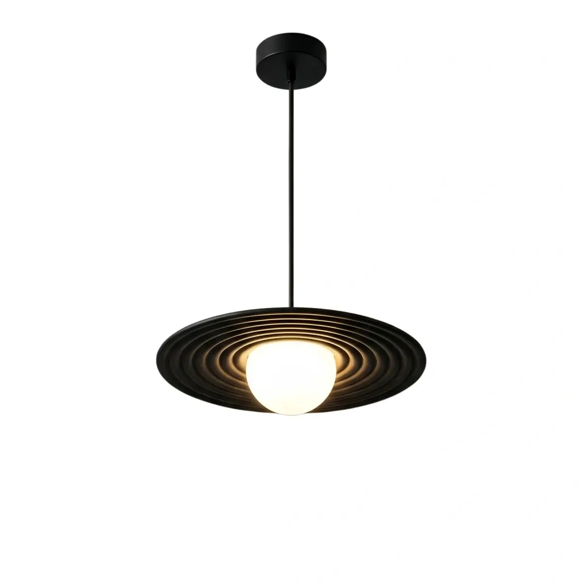 Modern Black/White Pendant Light – Metal Saucer Design for Living Room - Flindria
