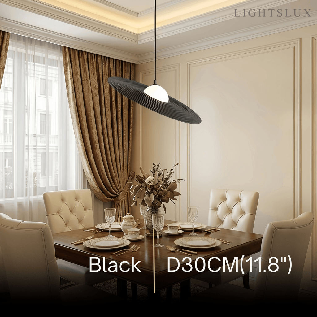 Modern Black/White Pendant Light – Metal Saucer Design for Living Room - Flindria