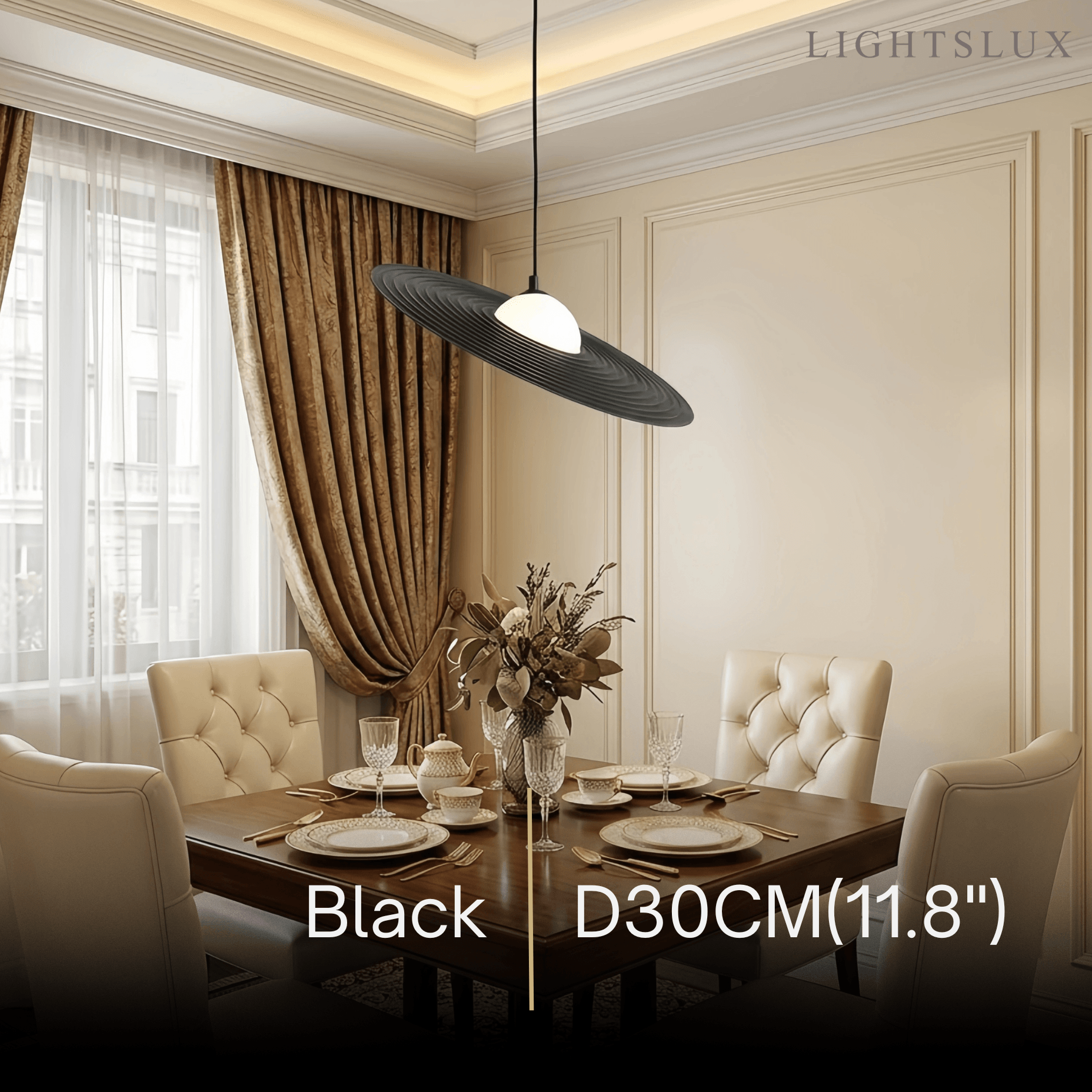Modern Black/White Pendant Light – Metal Saucer Design for Living Room - Flindria