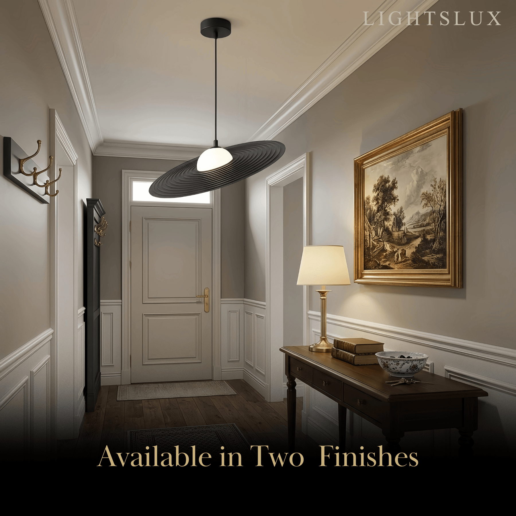 Modern Black/White Pendant Light – Metal Saucer Design for Living Room - Flindria