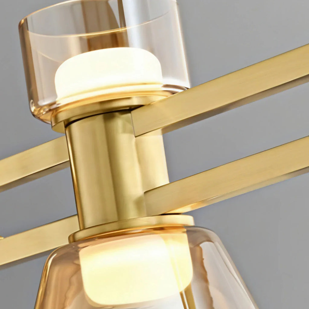 Modern Pendant Light - Black/Gold Metal & Glass for Dining Room - Flindria
