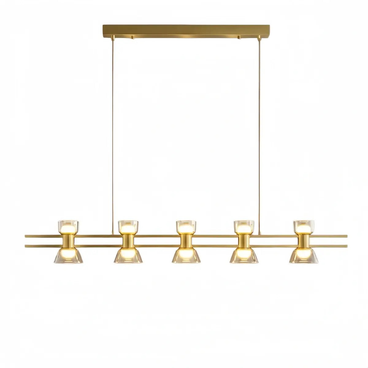 Modern Pendant Light - Black/Gold Metal & Glass for Dining Room - Flindria