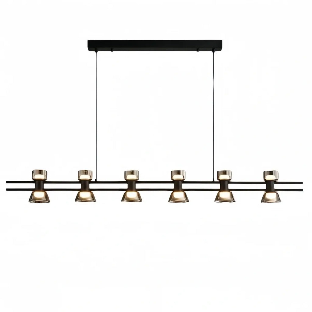 Modern Pendant Light - Black/Gold Metal & Glass for Dining Room - Flindria