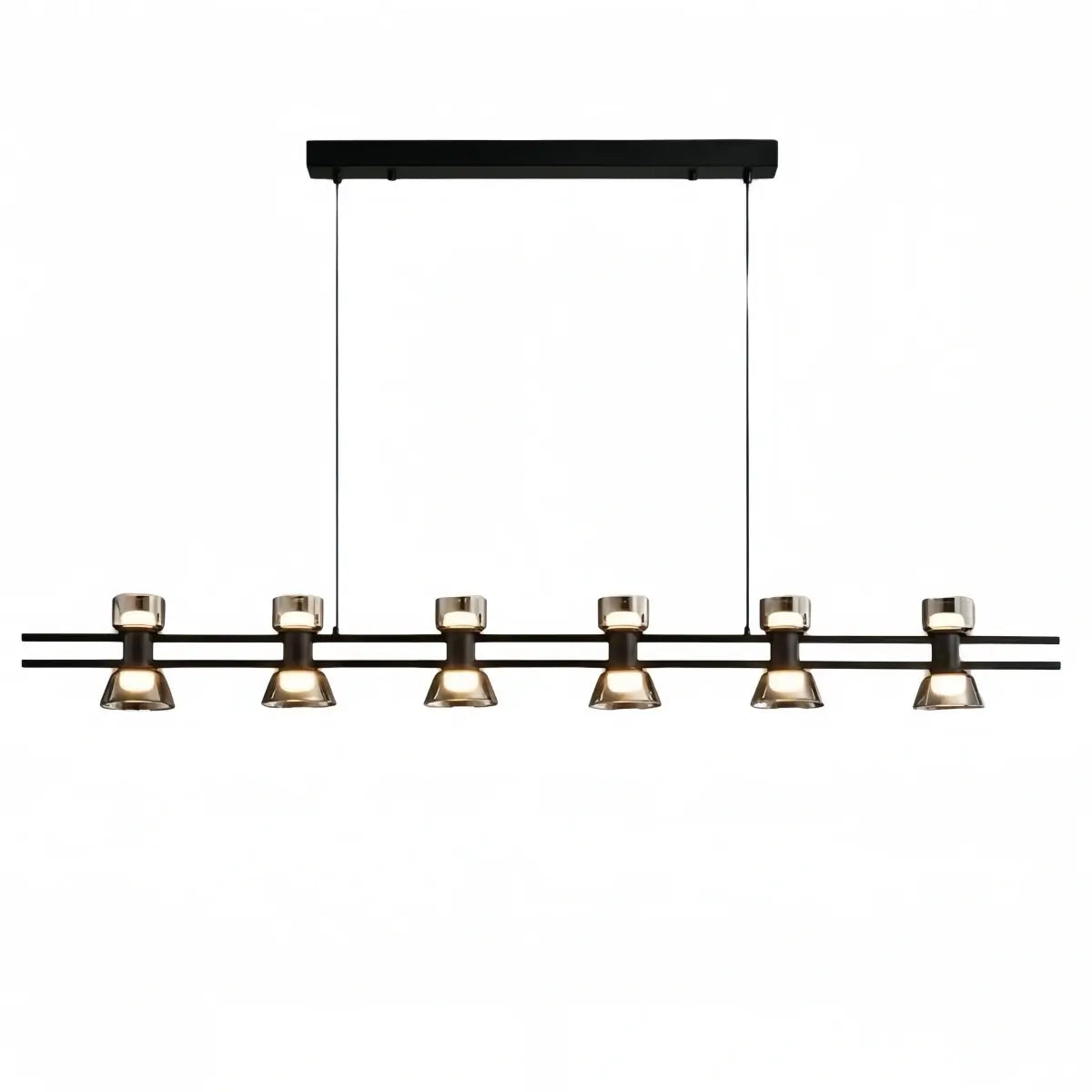 Modern Pendant Light - Black/Gold Metal & Glass for Dining Room - Flindria