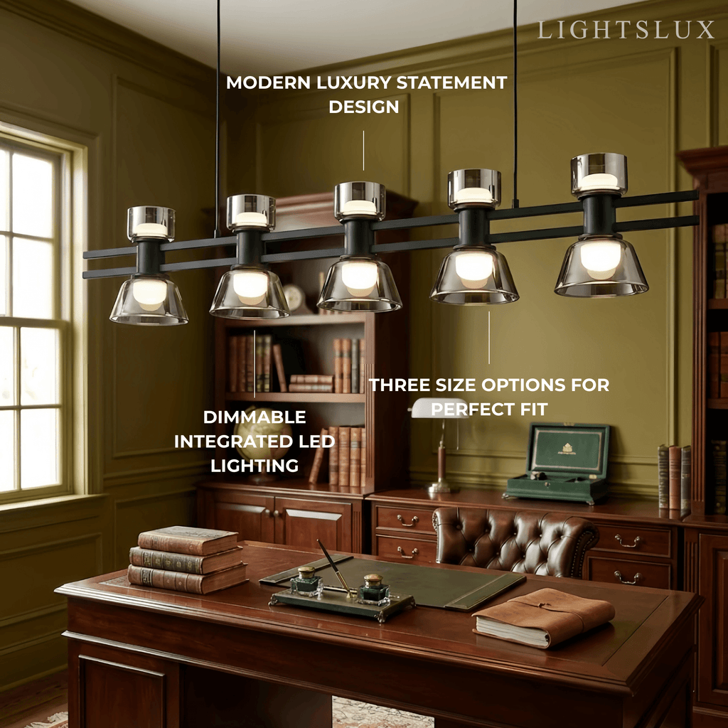 Modern Pendant Light - Black/Gold Metal & Glass for Dining Room - Flindria