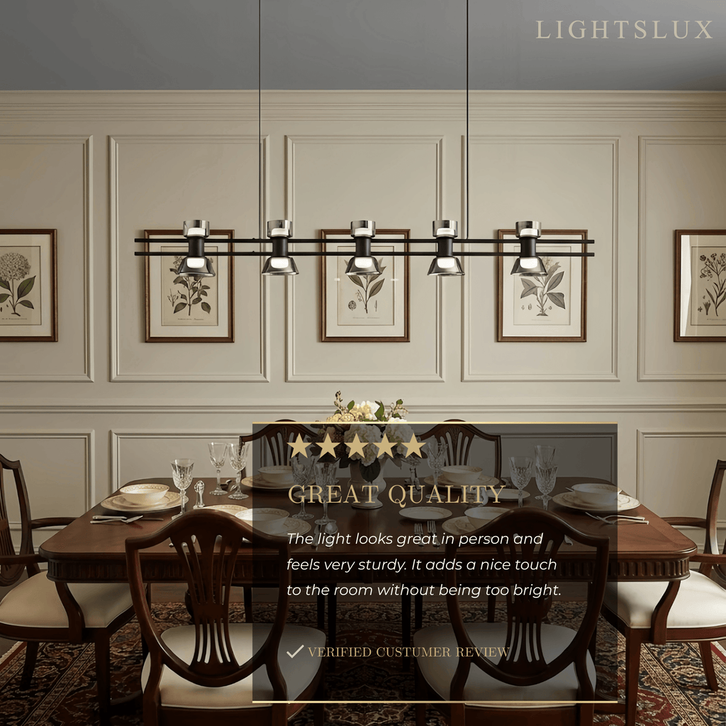 Modern Pendant Light - Black/Gold Metal & Glass for Dining Room - Flindria