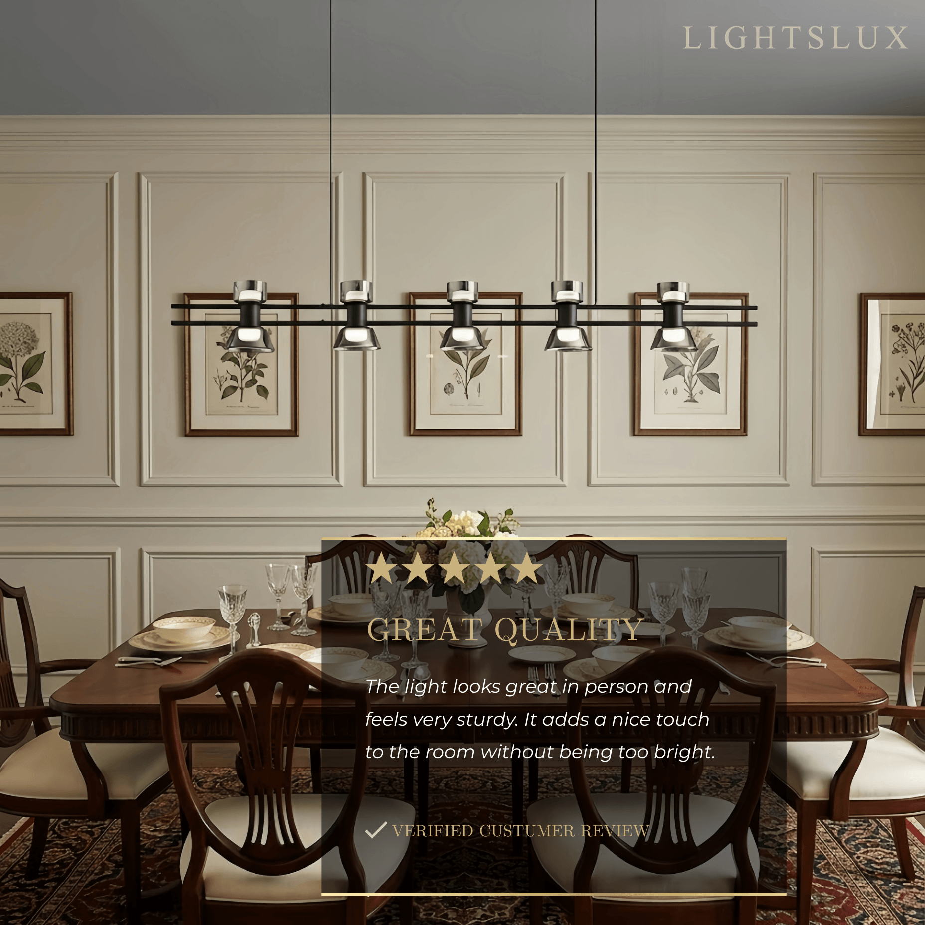 Modern Pendant Light - Black/Gold Metal & Glass for Dining Room - Flindria