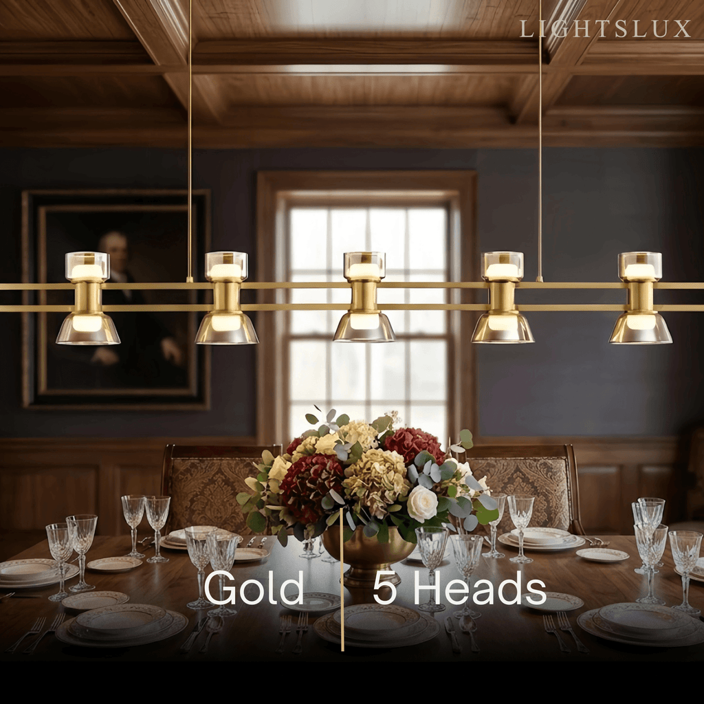 Modern Pendant Light - Black/Gold Metal & Glass for Dining Room - Flindria