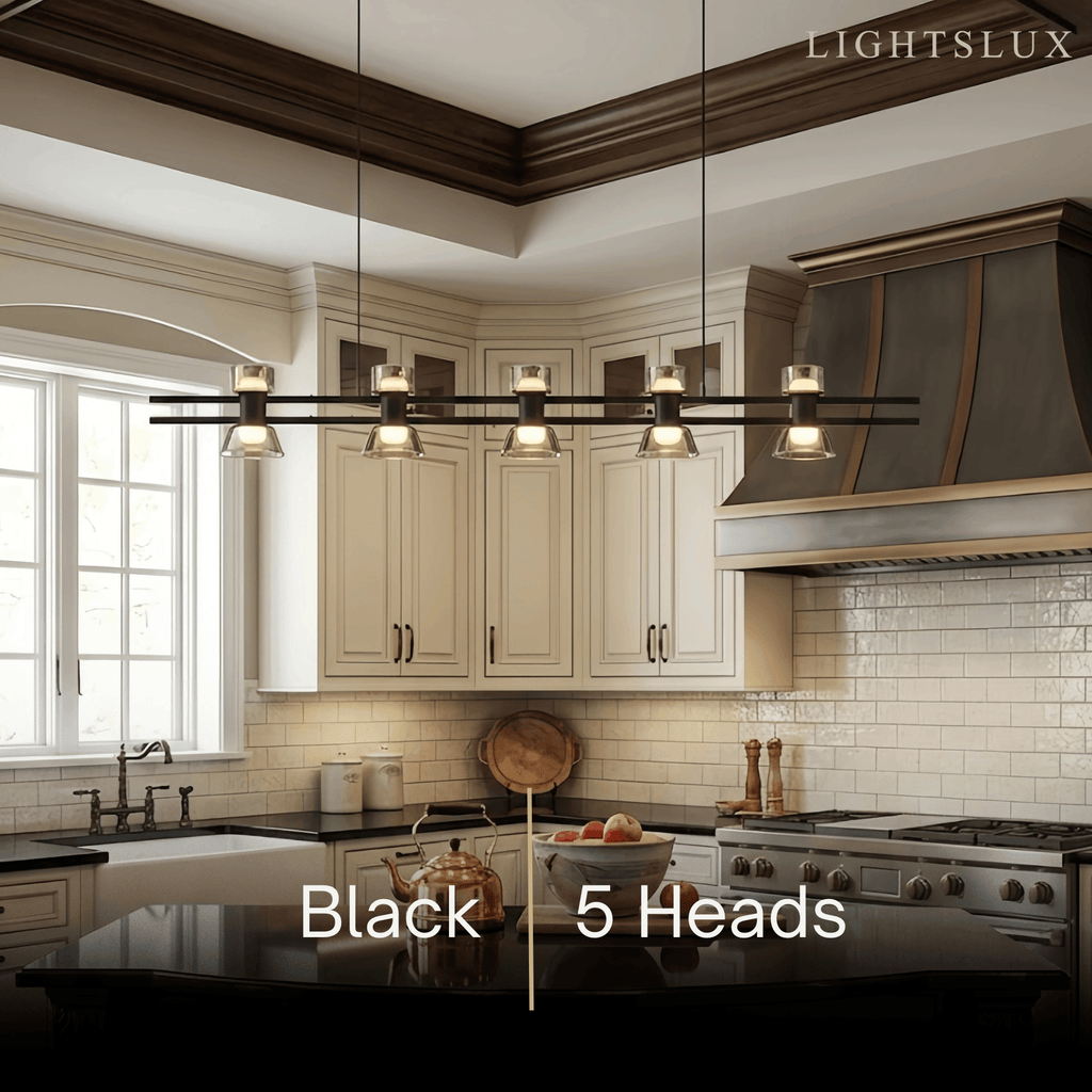 Modern Pendant Light - Black/Gold Metal & Glass for Dining Room - Flindria
