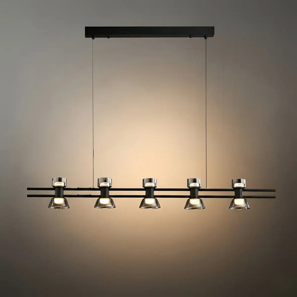Modern Pendant Light - Black/Gold Metal & Glass for Dining Room - Flindria