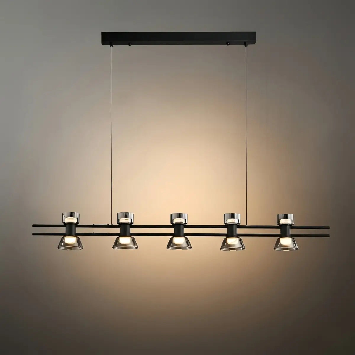 Modern Pendant Light - Black/Gold Metal & Glass for Dining Room - Flindria