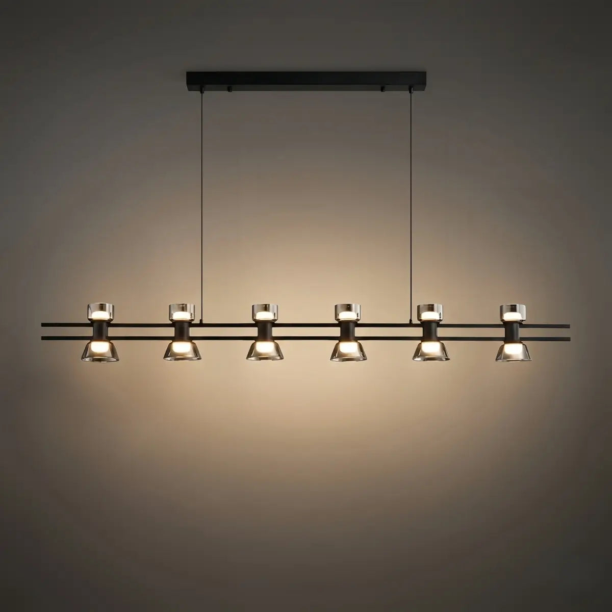 Modern Pendant Light - Black/Gold Metal & Glass for Dining Room - Flindria