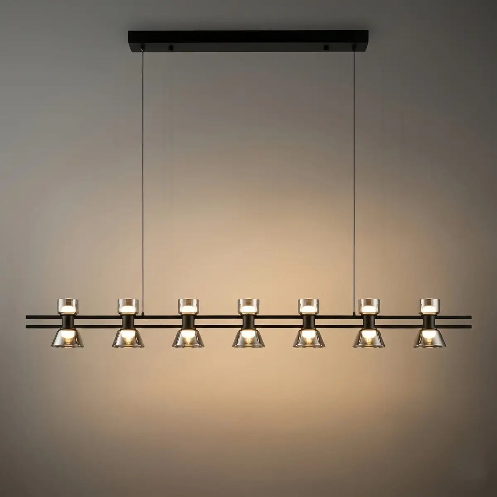 Modern Pendant Light - Black/Gold Metal & Glass for Dining Room - Flindria
