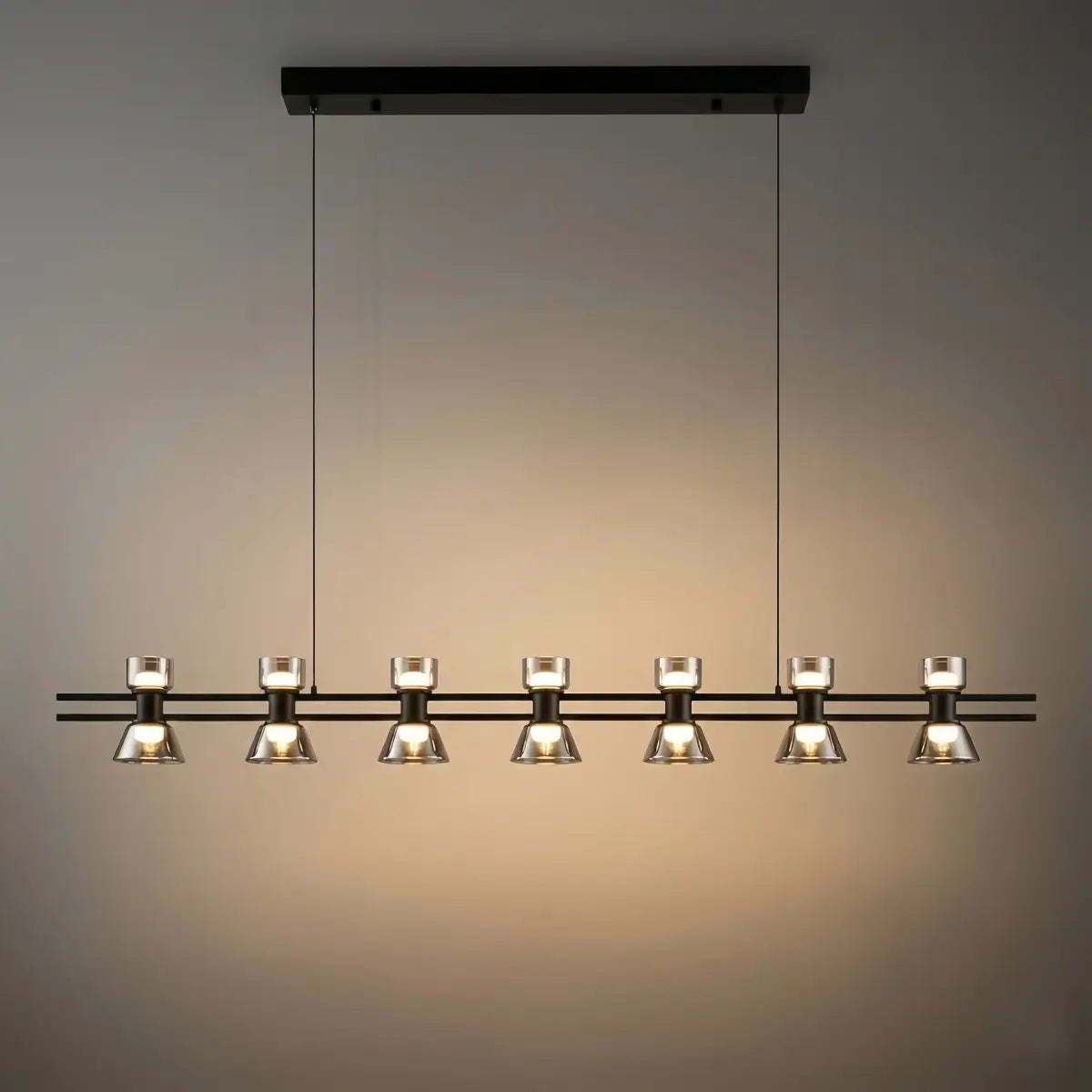 Modern Pendant Light - Black/Gold Metal & Glass for Dining Room - Flindria