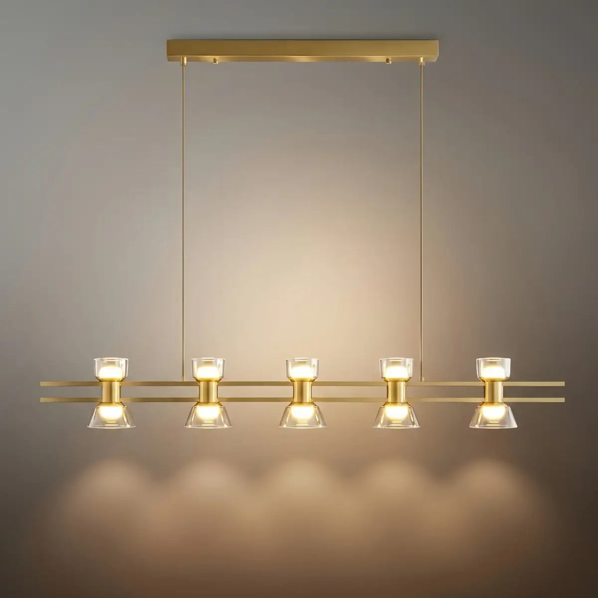 Modern Pendant Light - Black/Gold Metal & Glass for Dining Room - Flindria