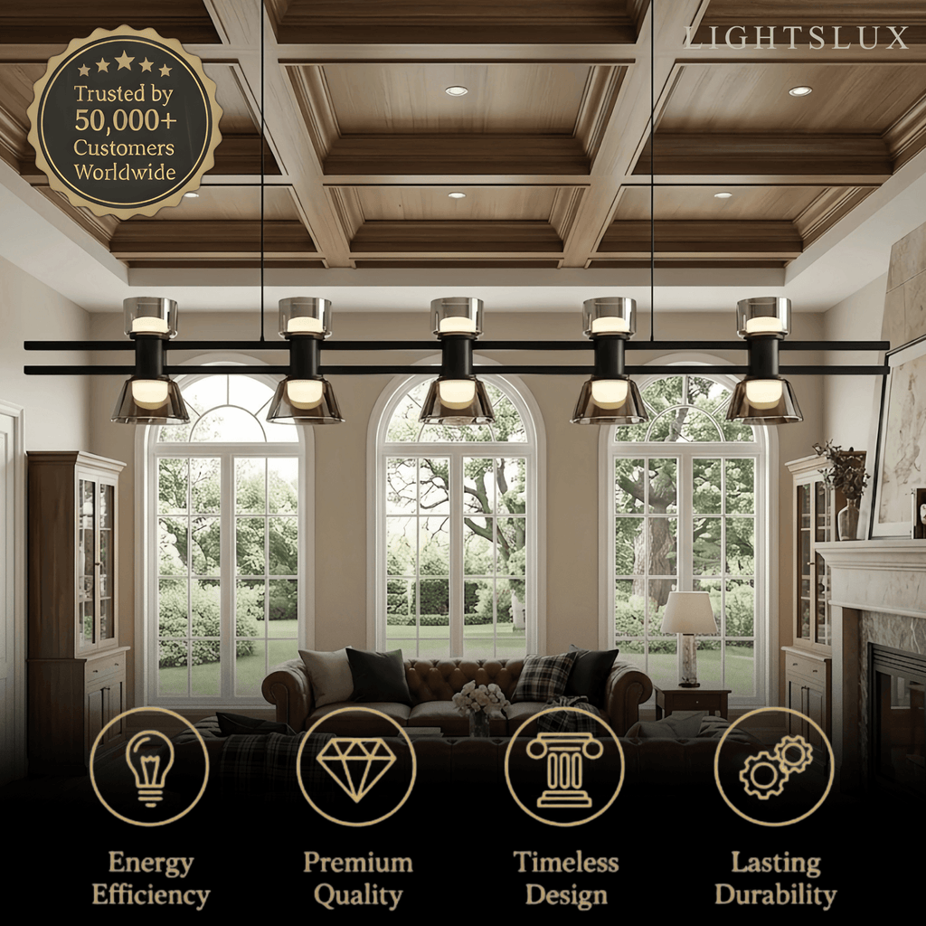 Modern Pendant Light - Black/Gold Metal & Glass for Dining Room - Flindria