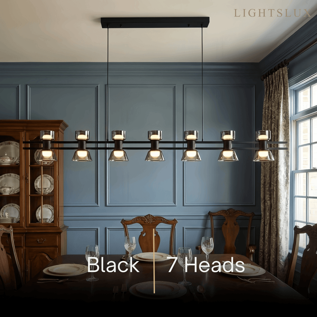 Modern Pendant Light - Black/Gold Metal & Glass for Dining Room - Flindria