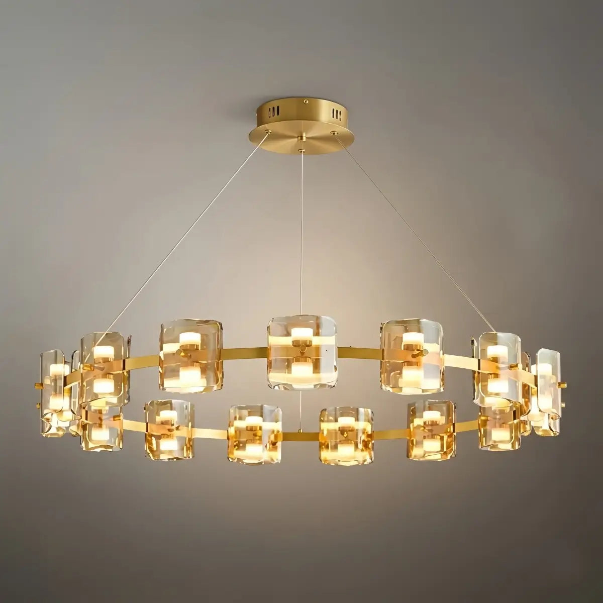 Suspension Royal - Anneau en métal or/noir et verre pour salle à manger - Flindria