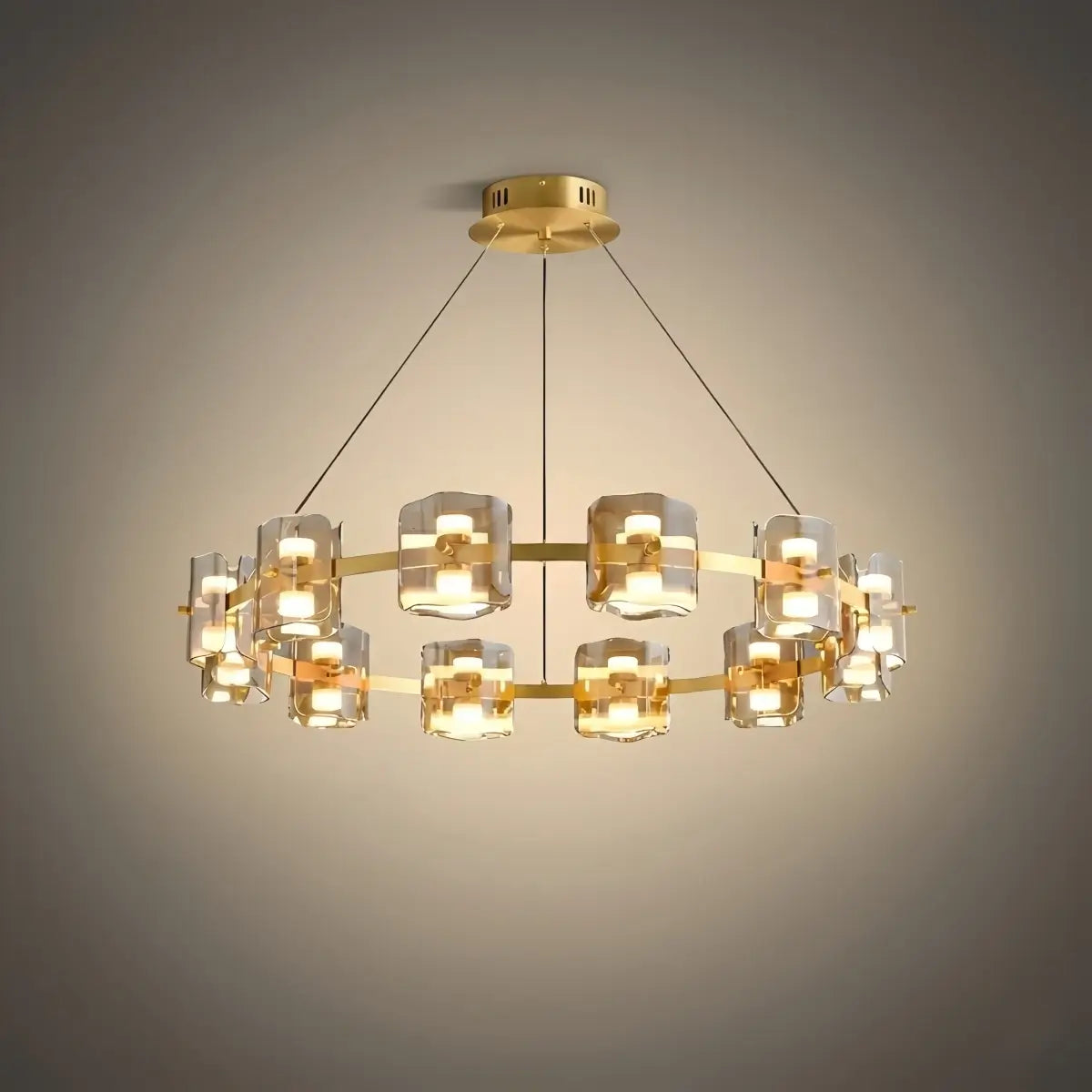 Suspension Royal - Anneau en métal or/noir et verre pour salle à manger - Flindria