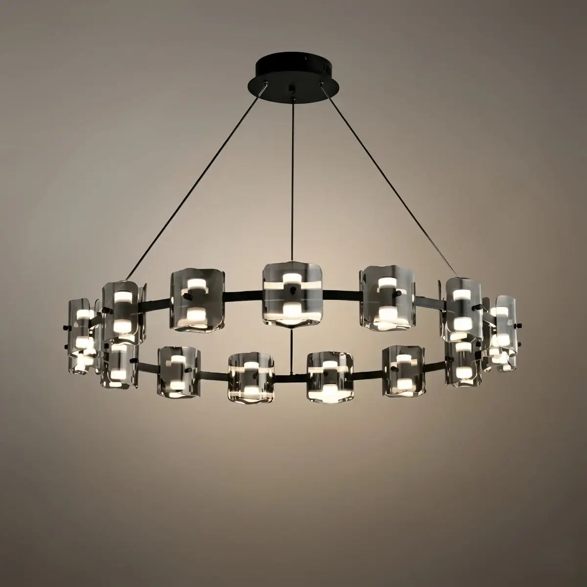 Suspension Royal - Anneau en métal or/noir et verre pour salle à manger - Flindria