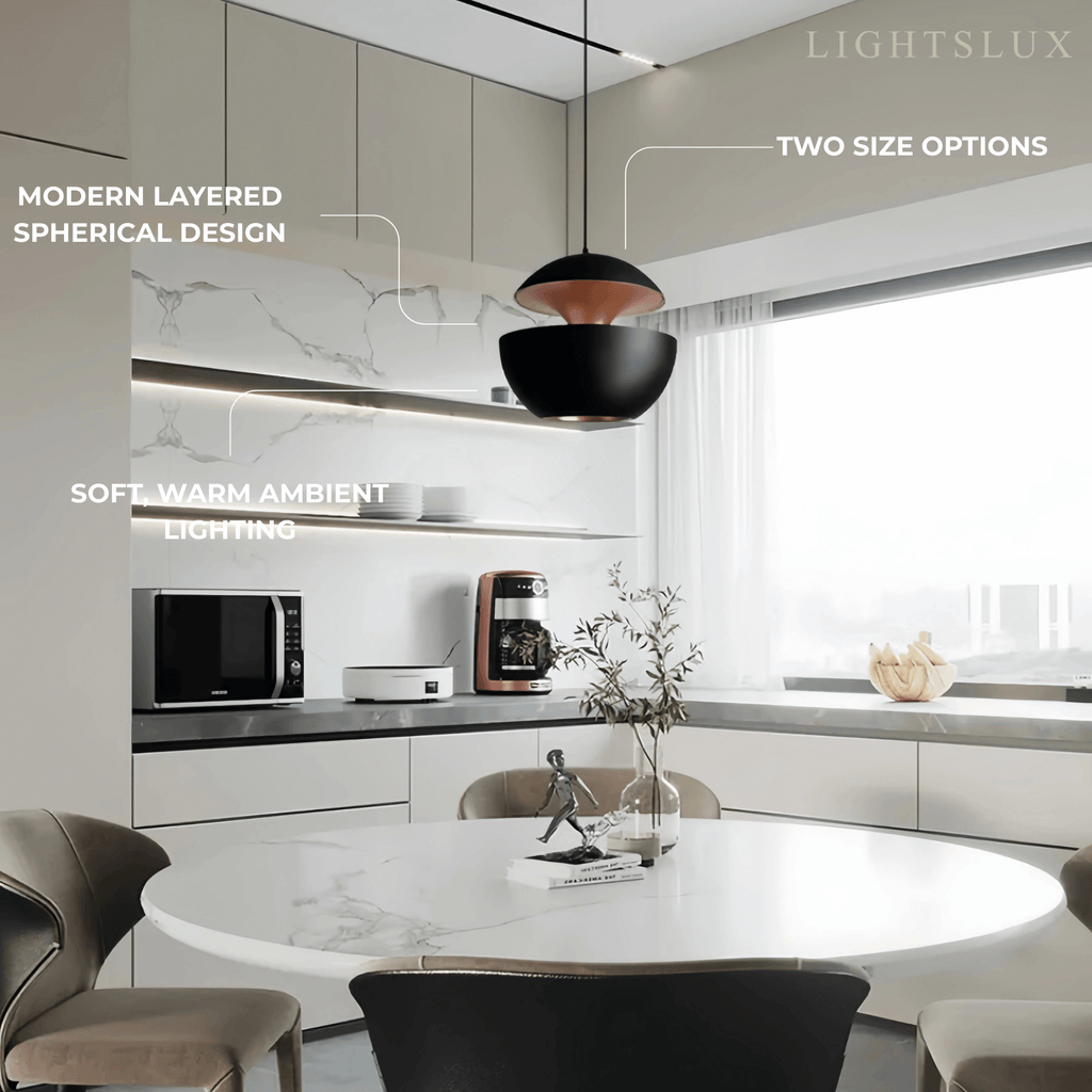Modern Globular Pendant Light – Luxurious White/Black Metal for Kitchen Island - Flindria