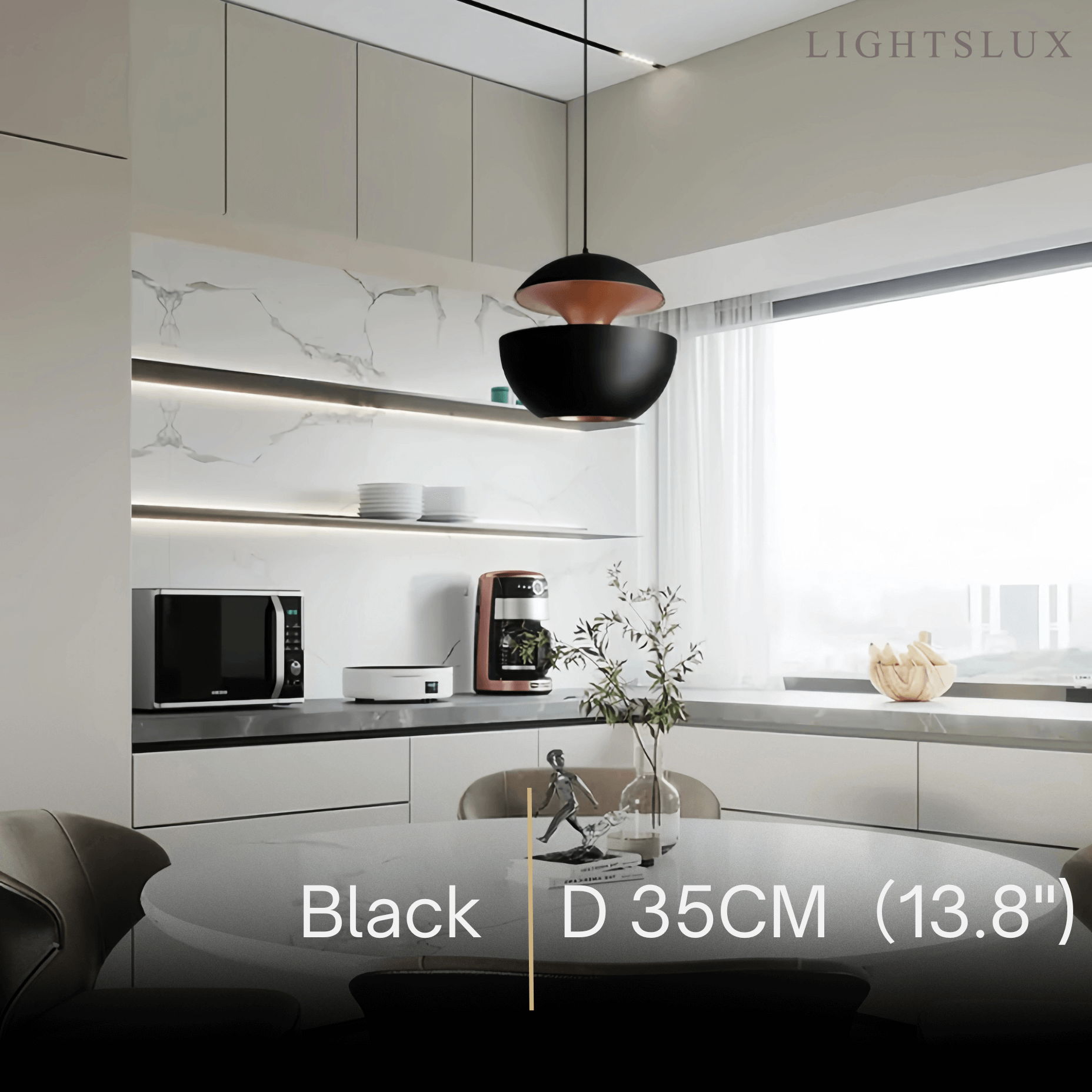 Modern Globular Pendant Light – Luxurious White/Black Metal for Kitchen Island - Flindria