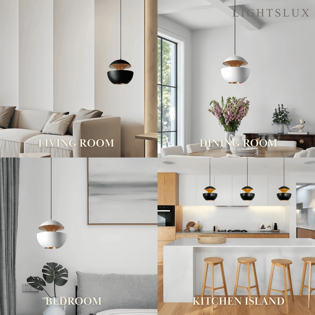 Modern Globular Pendant Light – Luxurious White/Black Metal for Kitchen Island - Flindria