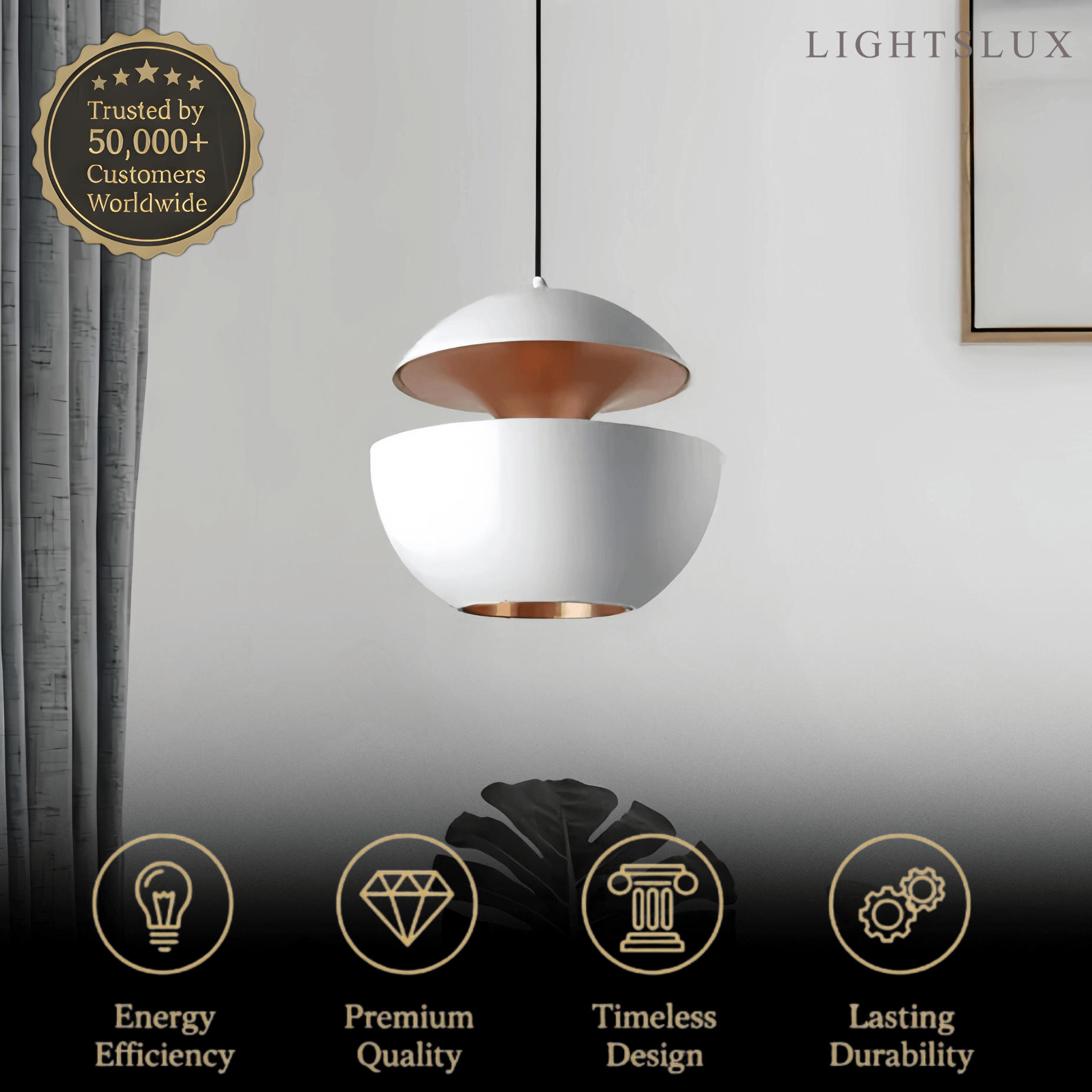Modern Globular Pendant Light – Luxurious White/Black Metal for Kitchen Island - Flindria