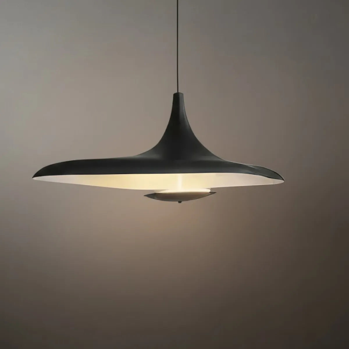 Modern Hooded Pendant Light – White/ Black Resin/Metal Living/Dining Room - Flindria