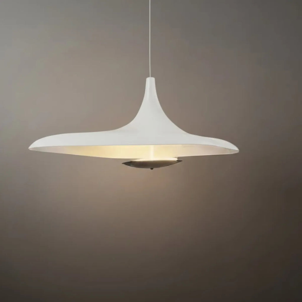 Modern Hooded Pendant Light – White/ Black Resin/Metal Living/Dining Room - Flindria