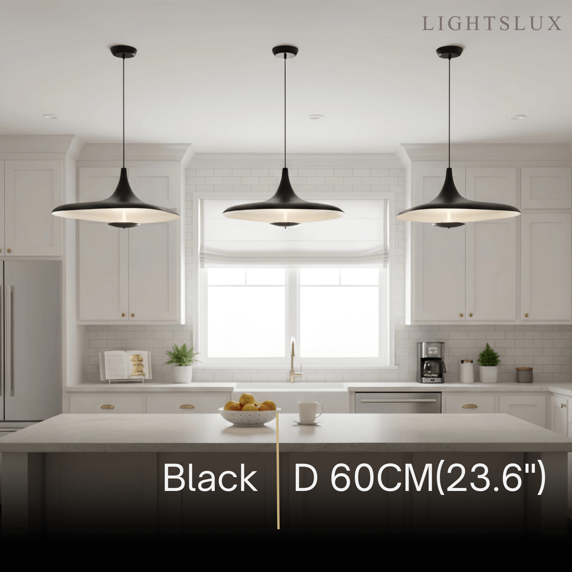 Modern Hooded Pendant Light – White/ Black Resin/Metal Living/Dining Room - Flindria
