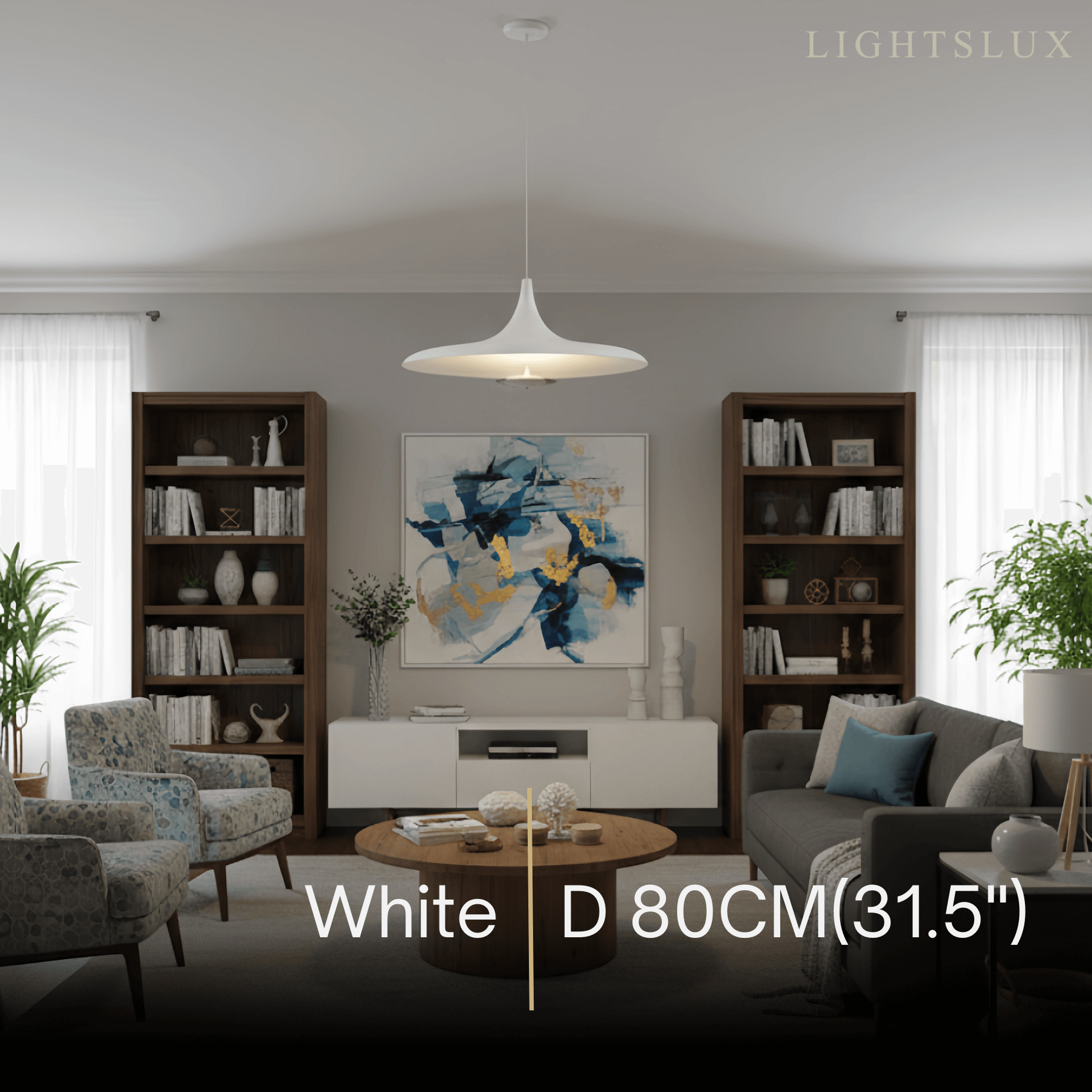 Modern Hooded Pendant Light – White/ Black Resin/Metal Living/Dining Room - Flindria