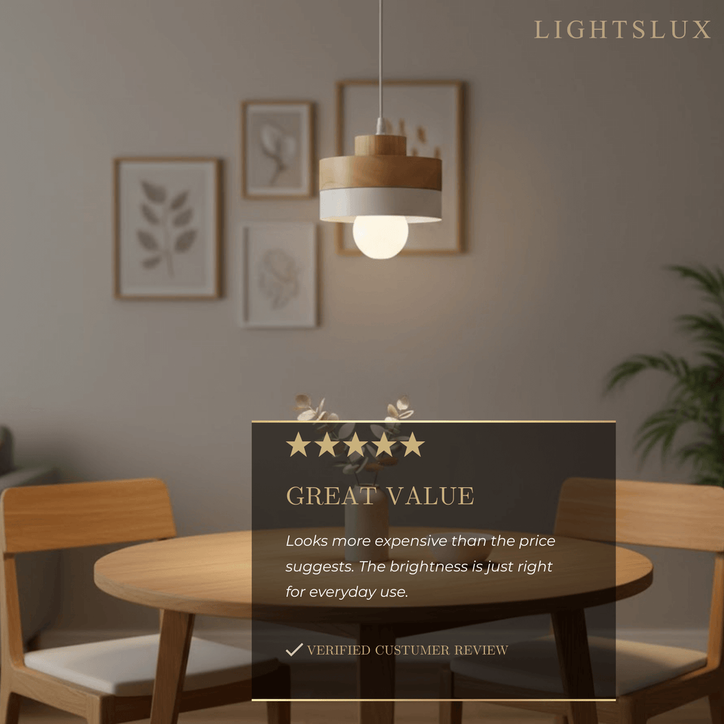 Modern Square/Round Pendant Light – Black/White Metal/Wood for Dining Room - Flindria