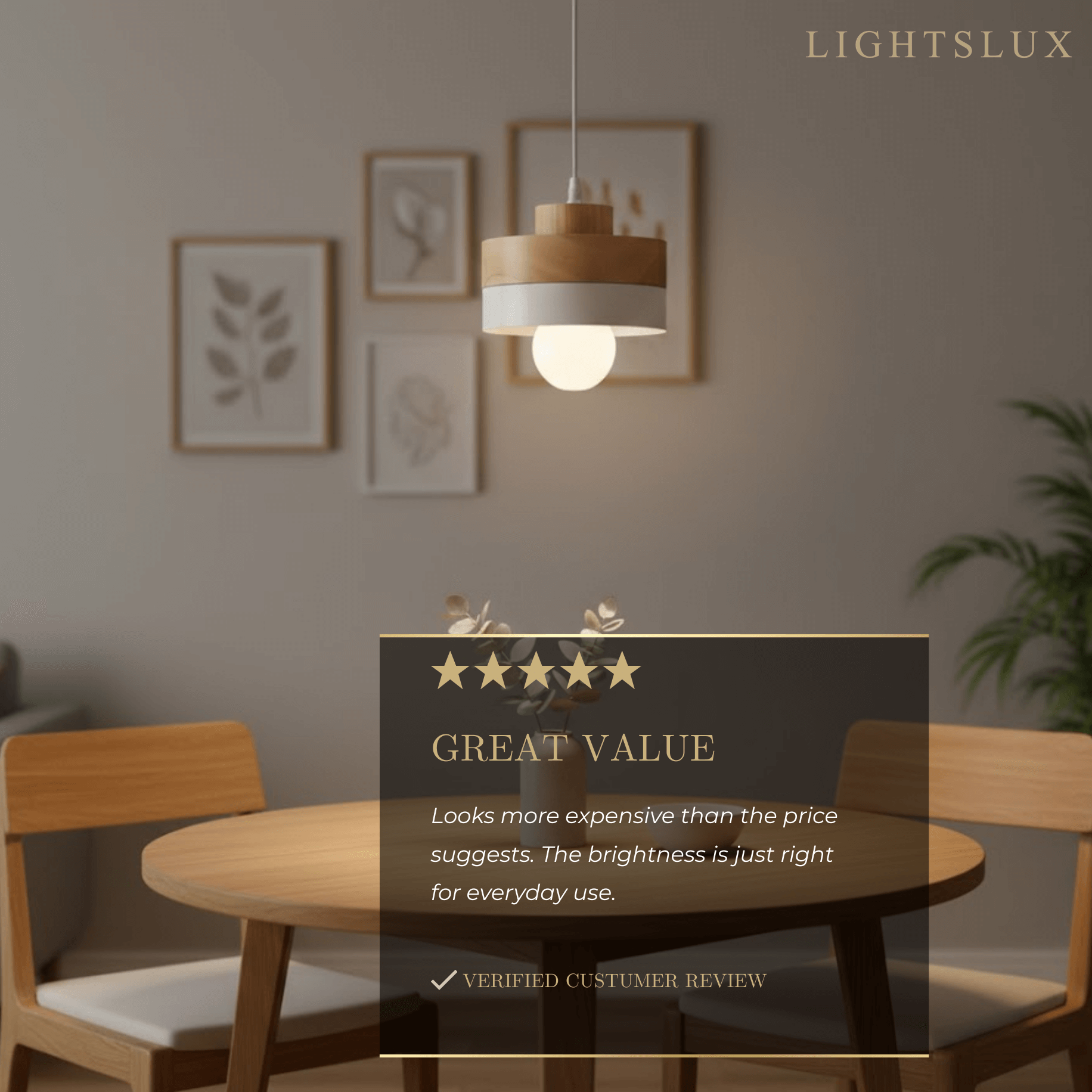 Modern Square/Round Pendant Light – Black/White Metal/Wood for Dining Room - Flindria