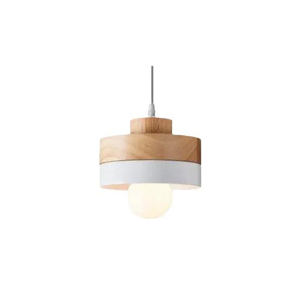 Modern Square/Round Pendant Light – Black/White Metal/Wood for Dining Room - Flindria