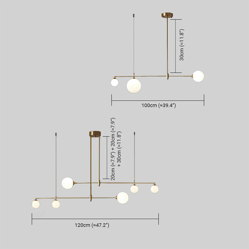 Modern Glass Bubble Chandelier - Gold Metal Frame for Dining/Living Room - Flindria