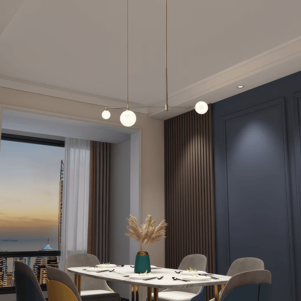 Modern Glass Bubble Chandelier - Gold Metal Frame for Dining/Living Room - Flindria