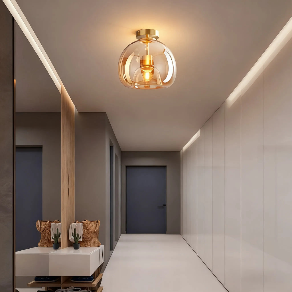 Moderní kulaté LED stropní/závěsné svítidlo – černá/zlatá pro chodbu - Flindria