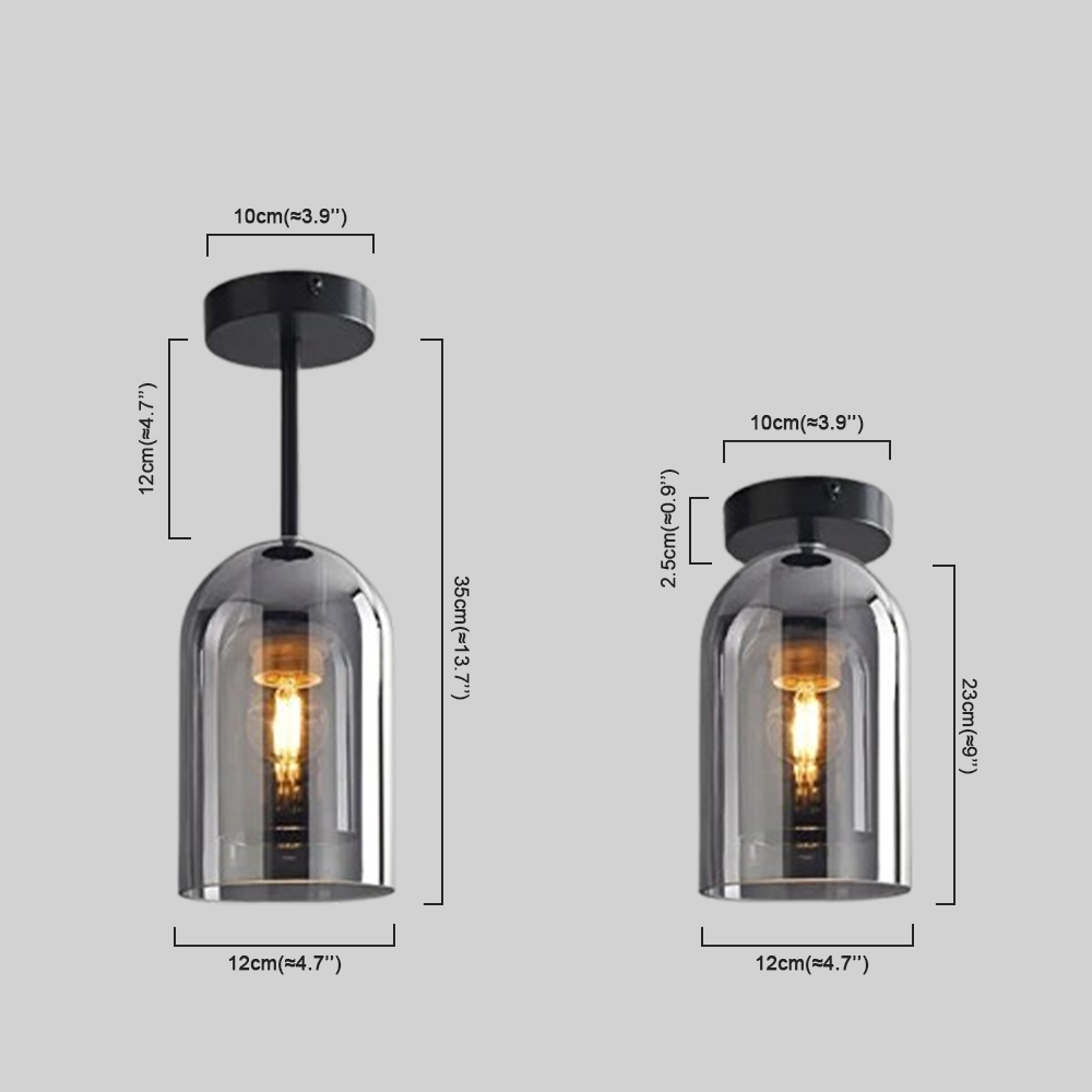 Nowoczesna lampa sufitowa półprzylegająca/lampa wisząca - Przezroczysty szklany cylinder - Flindria