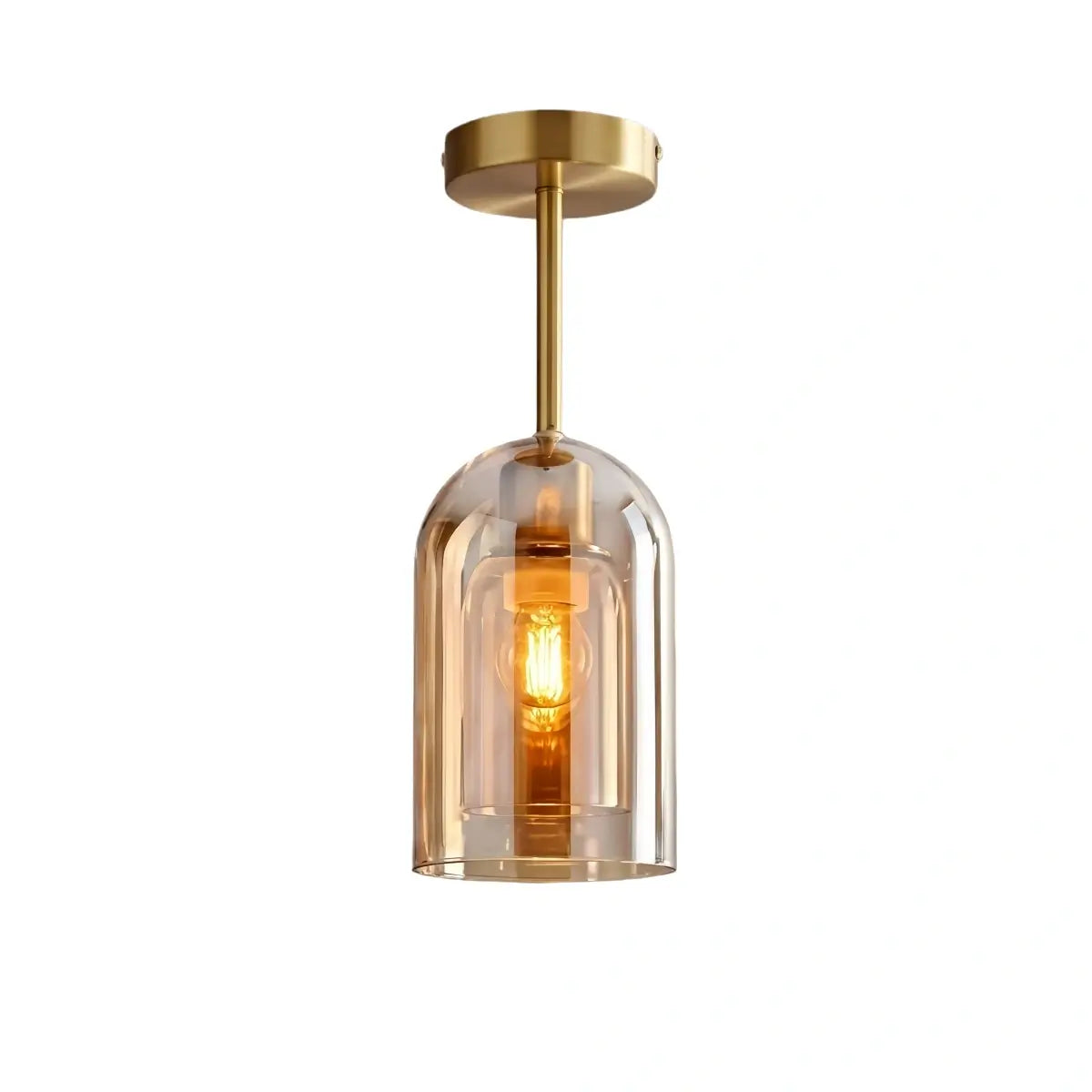 Nowoczesna lampa sufitowa półprzylegająca/lampa wisząca - Przezroczysty szklany cylinder - Flindria