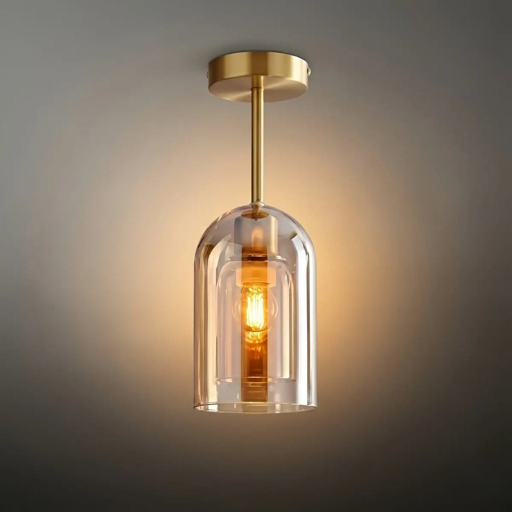 Nowoczesna lampa sufitowa półprzylegająca/lampa wisząca - Przezroczysty szklany cylinder - Flindria