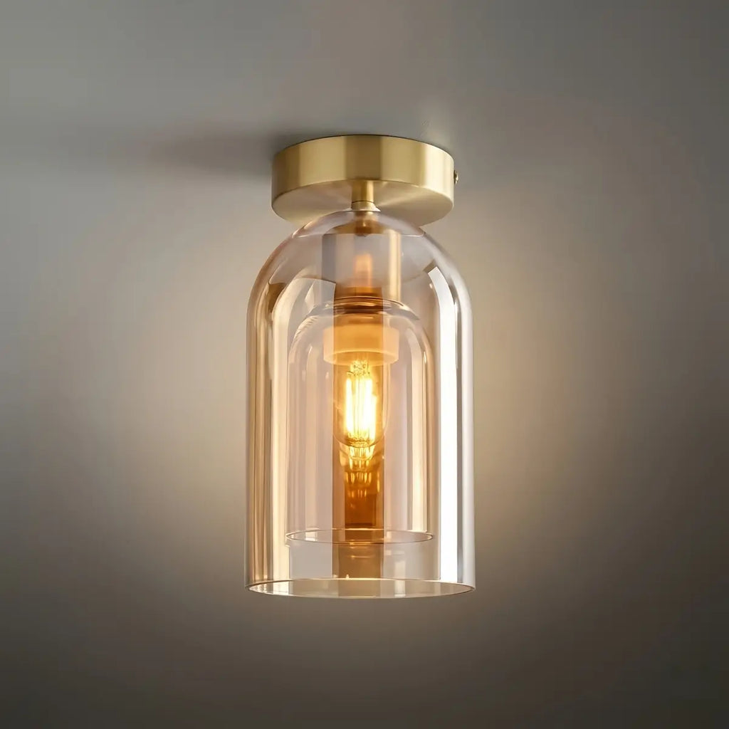 Nowoczesna lampa sufitowa półprzylegająca/lampa wisząca - Przezroczysty szklany cylinder - Flindria