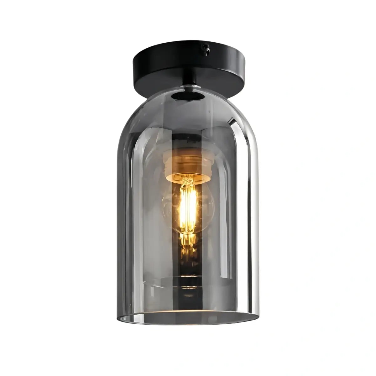 Nowoczesna lampa sufitowa półprzylegająca/lampa wisząca - Przezroczysty szklany cylinder - Flindria