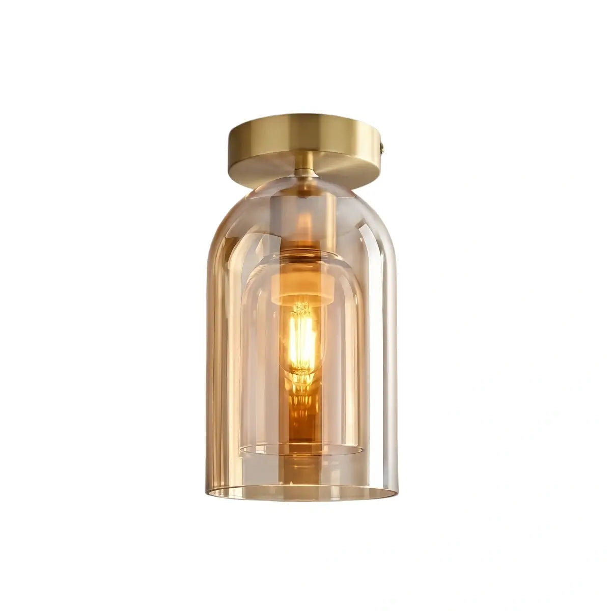 Nowoczesna lampa sufitowa półprzylegająca/lampa wisząca - Przezroczysty szklany cylinder - Flindria