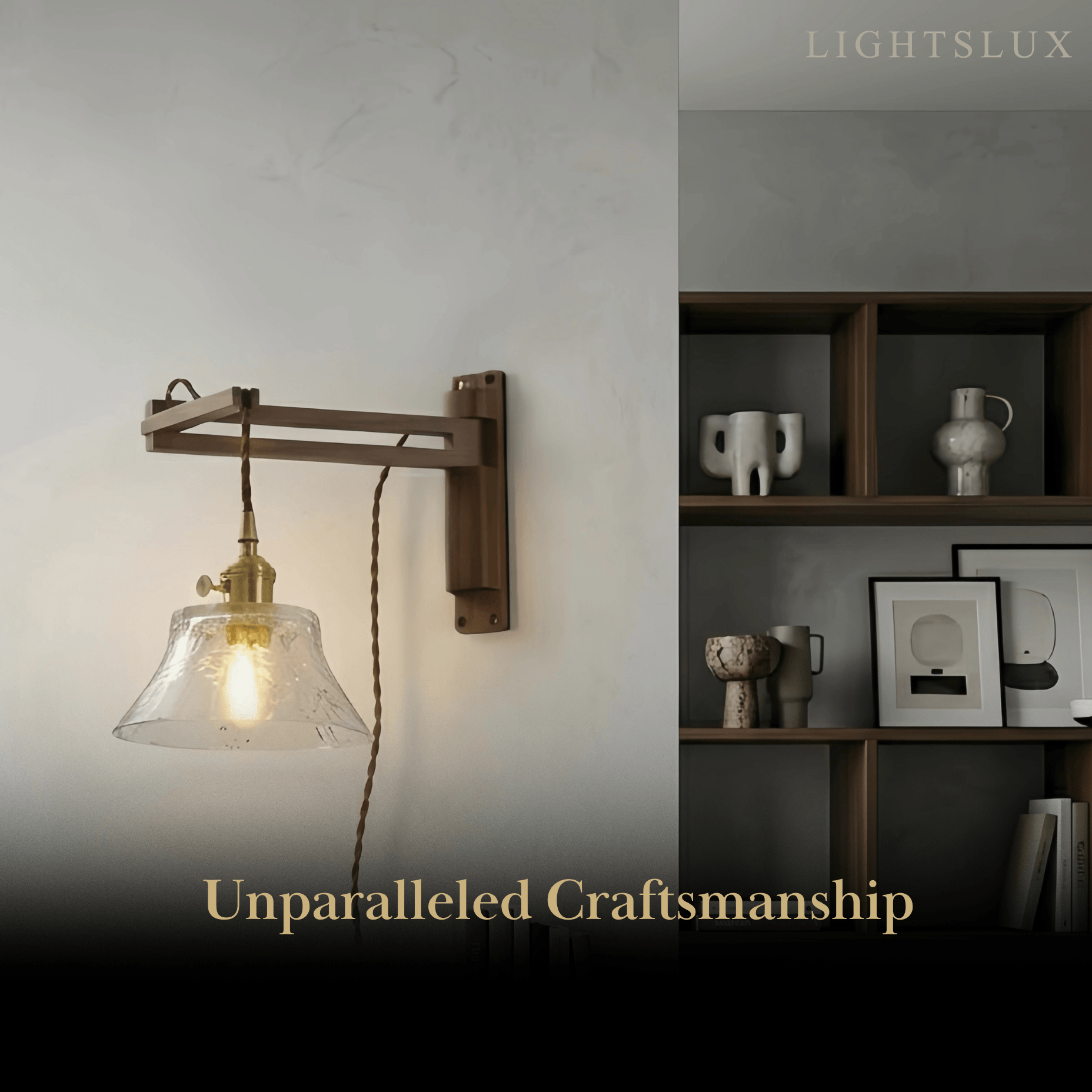 Vintage Conical Wall Lamp — Walnut Wood & Ceramic Shade for Bedroom - Flindria