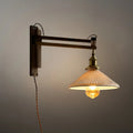Vintage Conical Wall Lamp — Walnut Wood & Ceramic Shade for Bedroom - Flindria